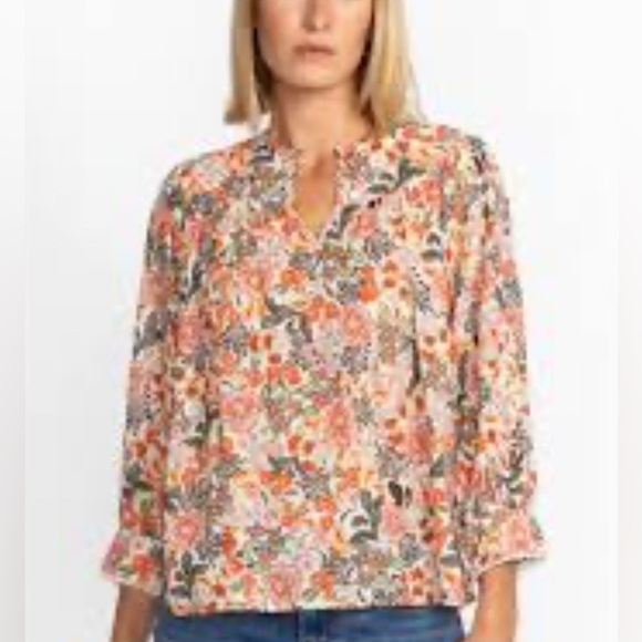 Johnny Was Workshop Valencia Circle Yoke Floral Cotton Blouse - Picture 1 of 9